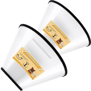 Soft Dog Cone Collar, 2 PCS (for Right Size) Flexible Plastic Cone for Dogs After Surgery, Dog Recovery Collar, Adjustable E-Collar for Large/Medium/Small Dogs Cat, Comfy Elizabethan Collar (M)