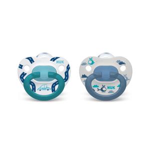NUK Comfy Orthodontic Pacifiers, Blue Assorted, 18-36 Months, 6 Count, Soft & Durable Design for Baby Comfort