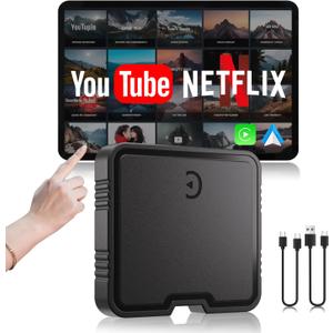 Wireless Carplay Adapter for iPhone with Netflix YouTube TF Card,Wireless AI Box Carplay Adapter & Android Auto Dongle Easy to Setup,Video Box Convert Wried to CarPlay Stream to Your Car