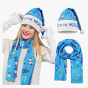 Geyoga 2 Happy Hanukkah Gifts for Women Hanukkah Hat & Scarf Chanukah Costume Accessories Decoration Hanukkah Blue Scarf Funny Santa Hats Christmas