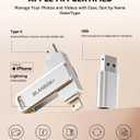 MFi Certified 256GB iPhone Photo Stick, USB Flash Drive for Photo/Video Backup, High-Speed Thumb Drive Compatible for iPhone/iPad/Android/PC (Silver)
