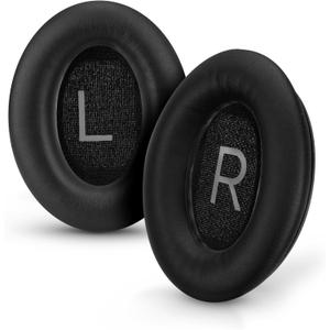 Replacement Earpads for Bose QC45 (QuietComfort 45) Headphones, Upgraded Quality with Thicker Memory Foam & Longer Lasting Leather By Brainwavz (Black)