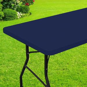 Smiry Rectangle Picnic Table Cloth, Waterproof Elastic Fitted Tablecloths for 6 Foot Tables, Washable Polyester Table Cover for Camping, Indoor and Outdoor (Navy, 36"x72")
