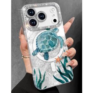 Toycamp for iPhone 17 Pro Max Case - Compatible with Magsafe Women Girls Aesthetic Cute Girly Kawaii Turtles Unique Design Bling Lens Protector Magenetic Funda for Apple 17 Promax Phone Cover