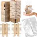 Kigley 24 Set Wooden Gift Baskets Empty Small Gift Basket with Cellophane Bags Bows Basket Kit for Easter Spring DIY Picking Fruit Birthday Baby Shower Wedding Bow Party(4 Inch,Brown)