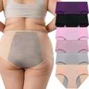 Incontinence Underwear for Women, Plus Size Women's Incontinence Panties, Cotton Overnight Protective Briefs, 6Pcs, Multi Colored, Large