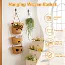 3 Tier Hanging Highland Cow Fruit Basket-Woven Cotton Wall Basket, Hanging Oval Produce Over Door Decorative Vegetable Gift Storage 0rganizer Bin for Kitchen, Bedroom, Bathroom, Nursery