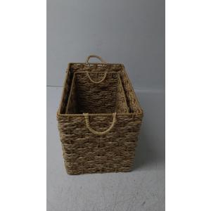 Wicker Basket with Handles, Natural Brown 2 Pcs (11"x17", 9"x16")