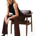 AFITNE Women's Dress Pants High Rise Flare Pants Pull On Stretchy Work Pants Business Office Casual Slacks with Pockets (Brown, L)