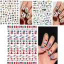 10 x Soccer Game Nail Stickers 12 Sheets - Assorted Country Flag, Jersey & Soccer Ball Design, Self-Adhesive Nail Decals for Women, DIY Manicure Supplies