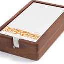 Acacia Guest Towel Napkin Holder 10x6", Paper Hand Towels Tray Holds Paper & Cloth Linen Napkin on Table, Kitchen Counter, Bathroom - Durable, Natural, Dark Stained Organizer for Party, Wedding, Event