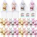32 Sets Easter Bunny Stuffed Animal Set Include 32 Pcs Mini Plush Bunny Keychain 32 Cards and 32 Organza Bags Party Favors for Teacher Students