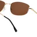 Vintage Rectangle Polarized Sunglasses for Womens Mens 90s Retro Trendy Sunnies Classic Metal Frame Sun Glasses UV400