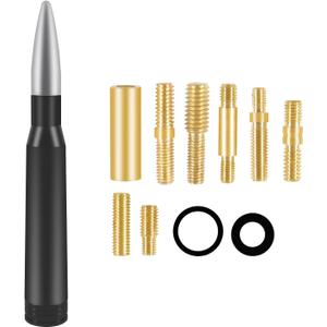 2 x Vehicle Stubby Antenna Mast Bullet Car Truck Antenna Replacement for Ford F Series F150 Raptor F250 F350 F450 Super Duty Ranger Dodge RAM 1500 2500 3500 Heavy Duty Classic Pickup Truck (Silvery)