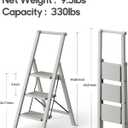 HillhutApex Aluminum 3 Step Ladder, Step Stool Foldable Ladder(Pale Grey)