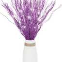 10 PCS Glitter Christmas Picks Sprays Sparkle Curly Ting Branches Decorative Sticks Stems Artificial Curly Wispy Willow Twigs for Christmas Tree Vase Fillers Crafts Garland Home Decor (Purple, 10)