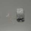 for iPhone 12 Pro Case, [White Bow Pattern][Shiny Mirror Case][2-in-1 with Beaded Wrist Strap] Soft TPU Frame, Shockproof and Anti-Shock, Suitable for Women & Girls