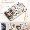 Miss Adola Cute Card Wallet Women - Small Wallets with Keychain Flower Owl RFID Credit Cardholder Aesthetic Fashion Design Coin Purse for Female Ladies Teen Girls