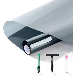 FuFin One-Way Window Privacy Film with Free Installation Tools,Premium PET Material,Heat Control 99% UV Blocking and Privacy Protection Window Film.Window Tint for Home Office (Silver 31.5"196.9")