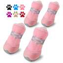 QUMY 4PCS Dog Shoes for Small Dogs, Hot Pavement Summer Puppy Dog Boots & Paw Protectors with Soft Anti-Slip Rubber Sole, Mesh Breathable Dog Booties for Hardfloors, Walking Running Pink Size 4