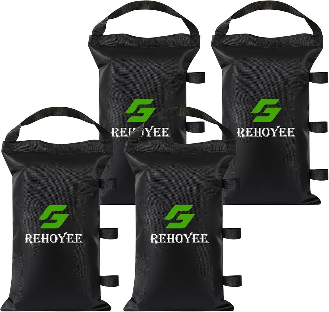 Sand Bags for Canopy Legs Empty Sandbags for Weight, Canopy Tent Weights Set of 4 Heavy Duty 1680D Pop Up Tent Weights Bags (Black, 120LBS)