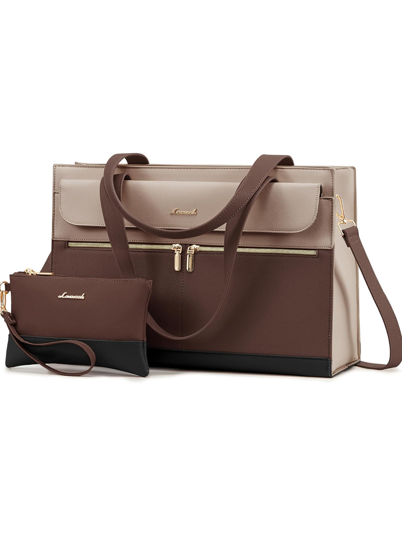 LOVEVOOK Laptop Tote Bag for Women 15.6 Inch Leather Computer Bags Waterproof Business Work Bag Briefcase Women Shoulder Bag