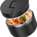 12oz Soup Thermo for Hot Food Kids Vacuum Insulated Food Jar Twist-Free Soup Thermo for Hot Food Kids Leakproof Stainless Steel Wide Mouth Lunch Container (Black)