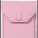 Cell Phone Leather Wallet Credit Card Holder Pocket Wallet Adhesive Phone Wallet & RFID Blocking Sleeve Pink Stick On Card Holder Universally fits Most Cell Phones &Cases (Pink Plus)
