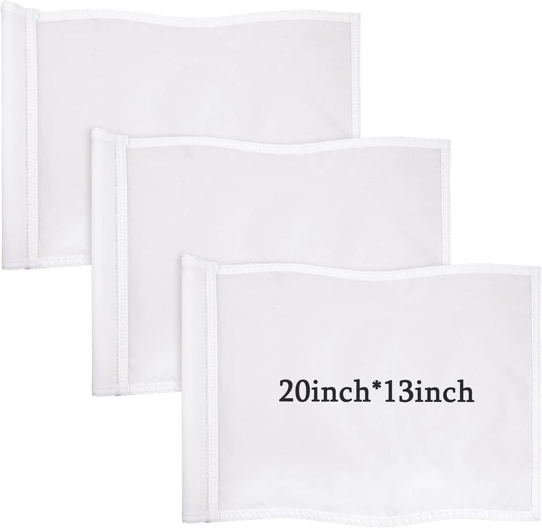 Nuenen 3 Pcs Large Golf Flags with Tube Inserted 13 x 20 Inch Oversize Putting Golf Pin Flags 420D Nylon for Yard Indoor Outdoor Backyard Garden (White)