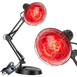Infrared Heat Lamp with Timer, Red Light Therapy for Body Muscle Joint Pain Relief, 150W Near Infrared Lamp with Sturdy Adjustable Base