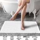 ZALL Waffle Bath Mat White Super Absorbent Non Slip Bathroom Rug 18x30inch,Machine Washable Ultra Soft Floor Mats