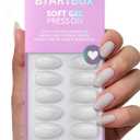 BTArtbox White Press On Nails Short - Soft Gel Press on Nails Almond, White Glue on Nails with Nail Glue, Reusable Stick on Nails in 16 Sizes, Cream Puff