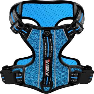 BARKBAY Dog Harness No Pull with ID Tag Pocket - Heavy Duty, Reflective, Easy Control for Large Dogs(Blue/Black,S) (Small(Chest:19.5-26))