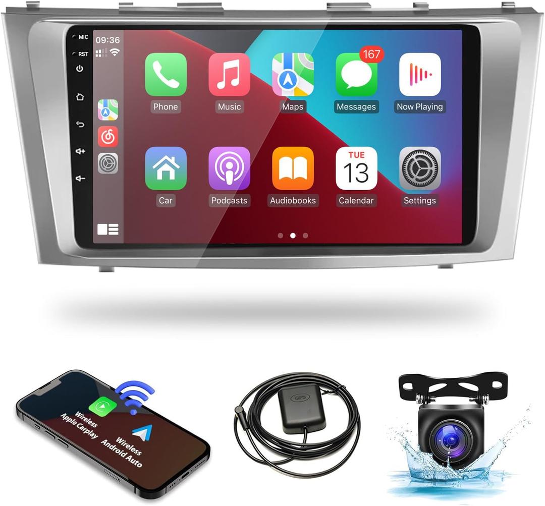 Naifay Android Car Radio for Toyota Camry 2006 2007 2008 2009 2010 2011, 9inch IPS Touch Screen for Camry Car Stereo with Wireless Carplay Android Auto/Bluetooth/GPS/WiFi, Support J.B.L&Large Screen