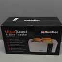 Mueller UltraToast Full Stainless Steel Toaster 4 Slice, Long Extra-Wide Slots for Bagels and Waffles, 6 Browning Levels, LED Display, Cancel/Defrost/Reheat Functions & Removable Tray, Kitchen Gadgets