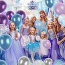 2 x 60pcs Snow Balloons - 12 Inch Purple & Blue Latex Helium Balloons for Birthday Party Arch Garland Kit - Boys & Girls Themed Decorations