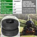AR-PRO (2-Pack) 11x4.00-5 Tire and Wheel Assembly, 11x4-5 Lawnmower Tire (4-Ply) and Rim with Tube, 3.4 Centered Hub with 3/4 Bearings, Universal Lawn Mower/Yard Tractor Turf Tires