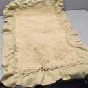 VHC Brands Burlap Vintage Ruffled Absorbent Bath Mat- Farmhouse Cottage Shower Bathroom Decor Beige, 20x30