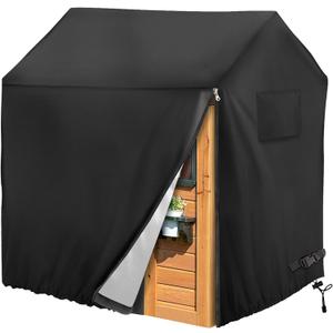 Playhouse cover, Outdoor wooden kids playhouse covers, 57" L x 57" W x 63" H, Waterproof, Sun Protection dust, Easy to put on with side zipper, 640D Heavy duty oxford fabric, (Black)