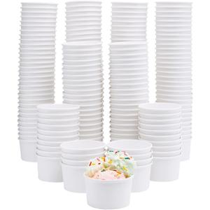 Stockroom Plus 200-Pack Paper Ice Cream Cups - Bulk 8 oz - Disposable Ice Cream Bowls Bulk or Parties - White Ice Cream Cups Disposable