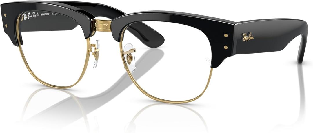 Ray-Ban Unisex Sunglasses Black On Gold Frame, Clear/Blue Lenses, 50MM (Black)