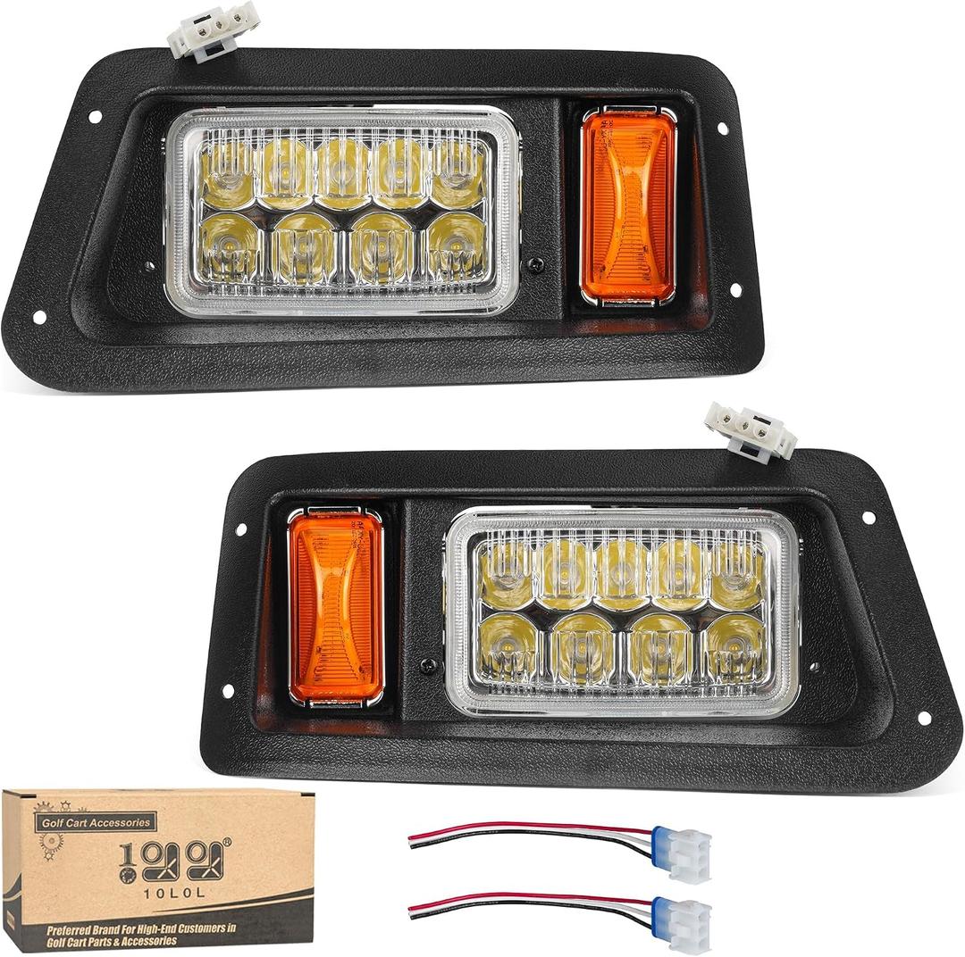 10L0L Golf Cart Headlight Kit for Yamaha G14, G16, G19 G22 Gas or Electric, 12V Front Driver & Passenger Side, 3Pin Connector Included