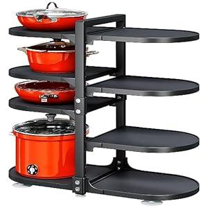 Pots and Pans Organizer for Cabinet, 8 Tier 21 Adjustable Cabinet Pan Organizer Rack Heavy Duty Pot Rack for Kitchen Storage, Snap-on Pot Pan Organizer with Panels for Stockpot and Steamer (Square) (21"H)