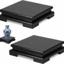 Chunful 2 Pcs Square Wooden Display Stand 6.7 x 6.7 x 2 Inch Wood Vase Display Base Black Pedestal Stand Square Vase Riser for Vases Teapot Trophy Collectibles Aquarium Lamp Home Decoration