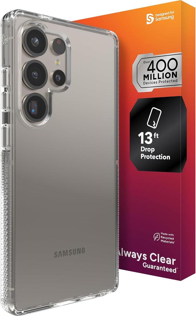 ZAGG Crystal Palace Samsung Galaxy S25 Ultra Case  Crystal Clear, 13ft Drop Protection, Slim, Anti-Yellowing, Graphene Reinforced, Wireless Charging Compatible, Anti-Scratch