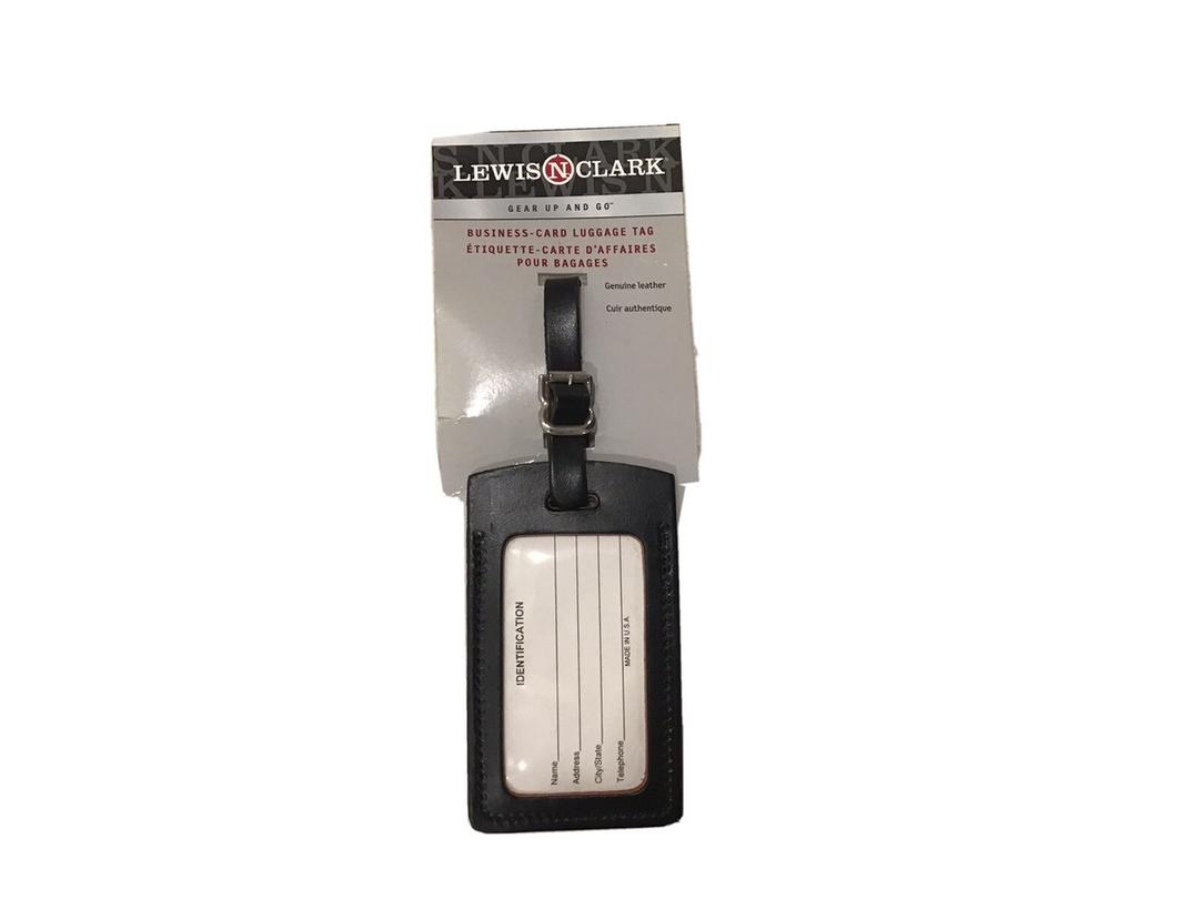 Lewis N Clark Leather Luggage Tag, 2 Pcs, Black 