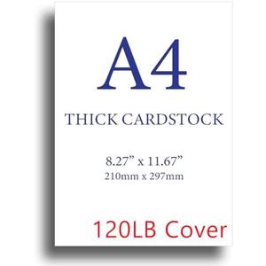 Thick White A4 Cardstock - 120lb Cover (325gsm) - Premium Heavyweight Paper for Printing, Crafting & Invitations - 8.3" x 11.7" - 50 Sheets