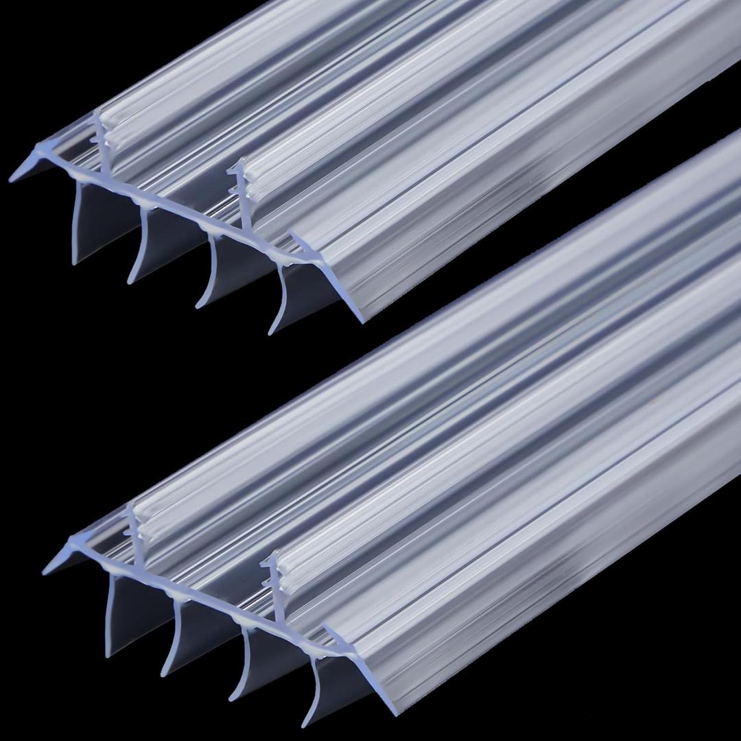 Replacement Door Bottom with Vinyl Fins 36" Long 1 3/4" Wide Threshold Seal Bottom of Door Weatherstrip Kerf Weather Stripping for 7/8" Between Barbs(2 Pcs, Transparent)