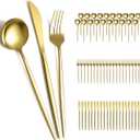 Evanda Gold Silverware Set 60 Piece Service for 20, Titanium Gold Plated Stainless Steel Flatware Set, Knives Forks Spoons Cutlery Set for Wedding, Parties, Birthday, Restauroom, Dishwasher Safe