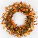 20 inch Fall Wreath Autumn Eucalyptus Wreath Harvest Wreath with Eucalyptus Leaves,Mixed Grain for Front Door Farmhouse Indoor Outdoor Festival Home Thanksgiving Decor